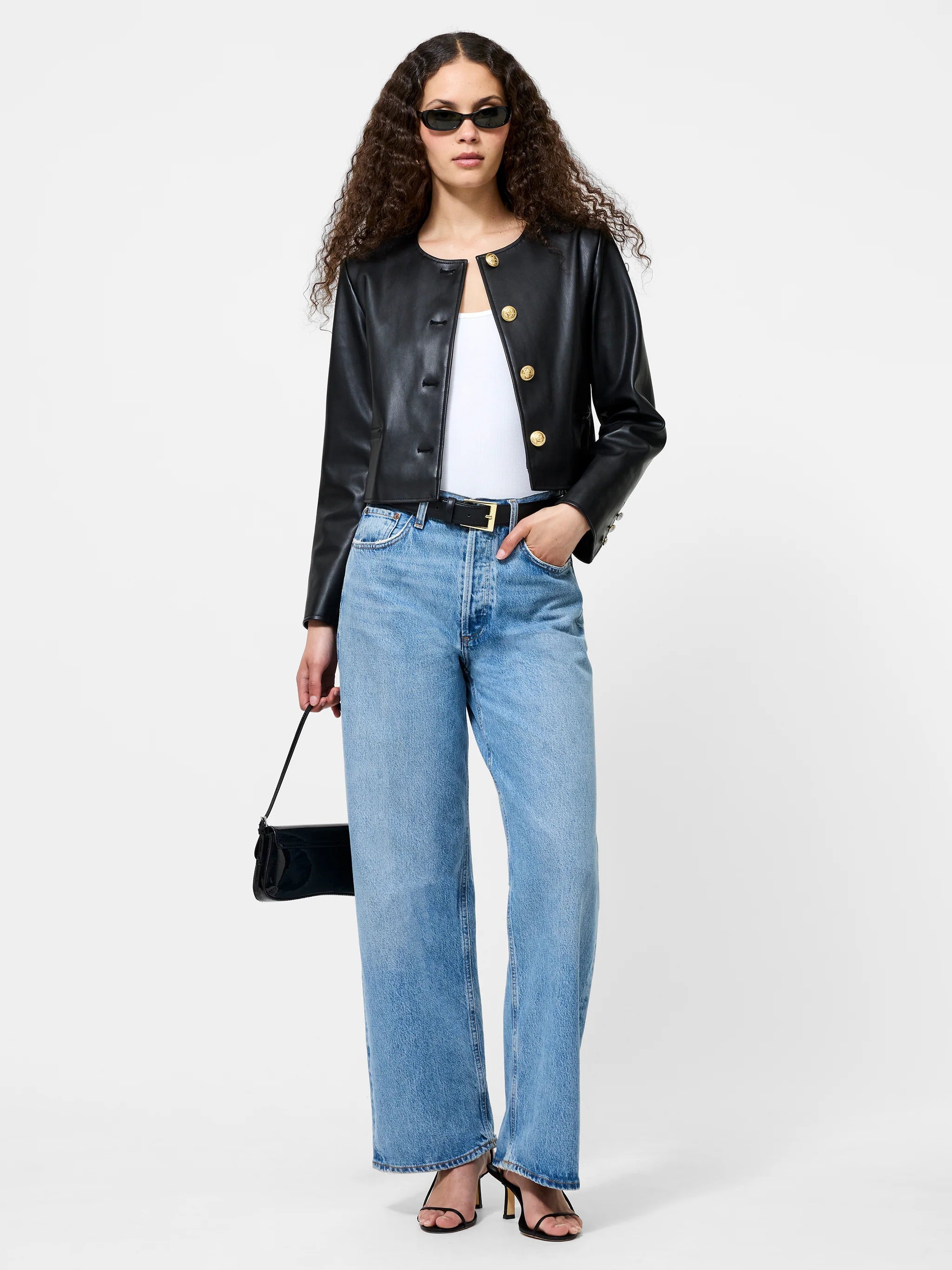 French Connection Dessa Faux Leather Cropped Jacket