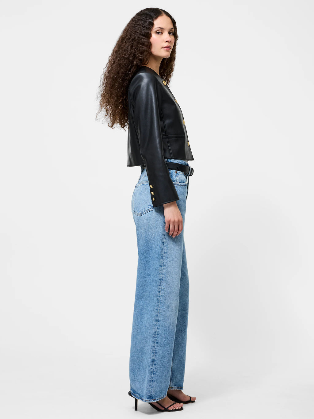 French Connection Dessa Faux Leather Cropped Jacket