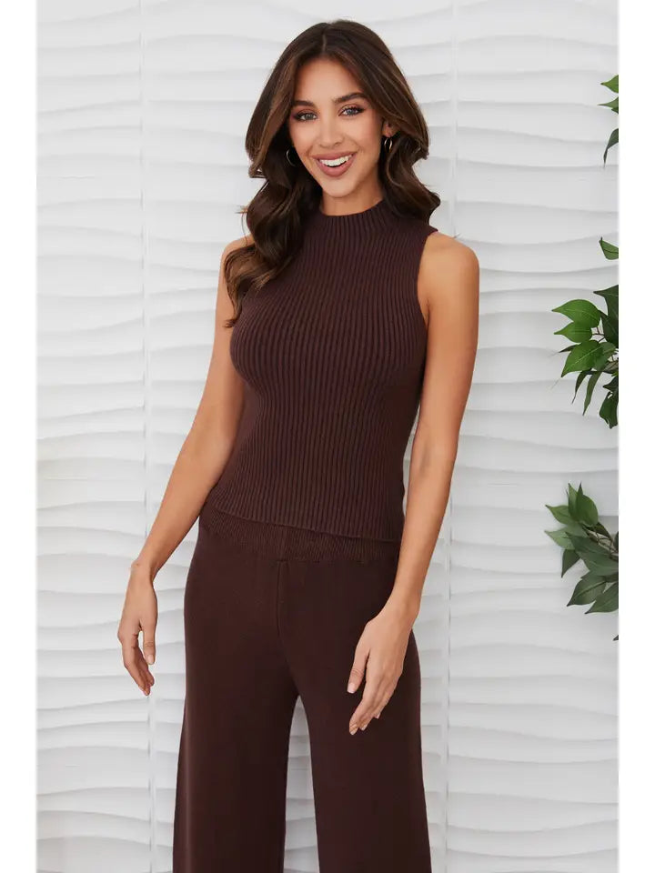 Milio Milano Ribbed Mock Neck Top