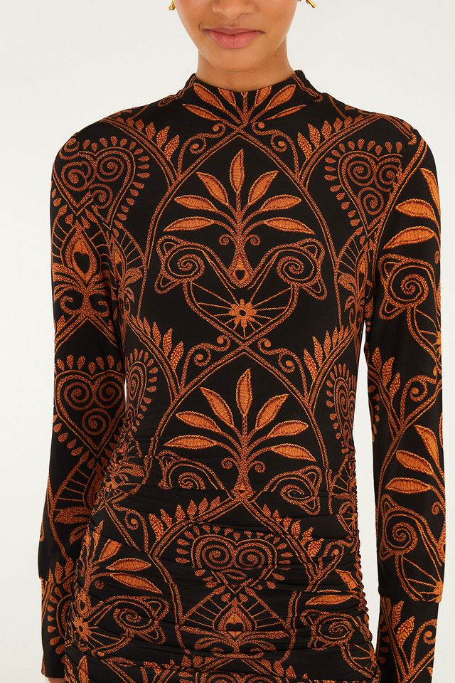 Farm Rio Cornely Ainika Black Midi Dress