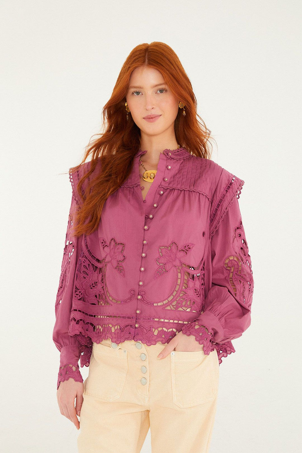 Farm Rio Pink Richilieu Blouse