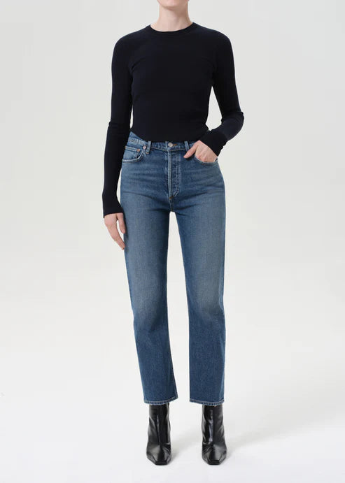 Agolde 90's Pinch Waist Crop in Overcast