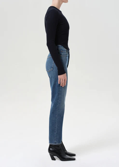 Agolde 90's Pinch Waist Crop in Overcast