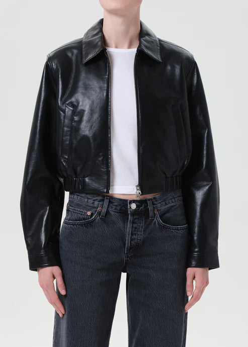 Agolde Essie Recycled Leather Cropped Jacket