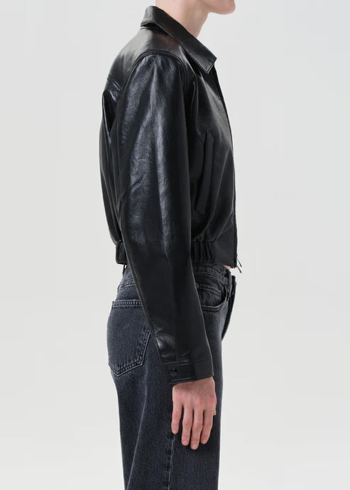 Agolde Essie Recycled Leather Cropped Jacket