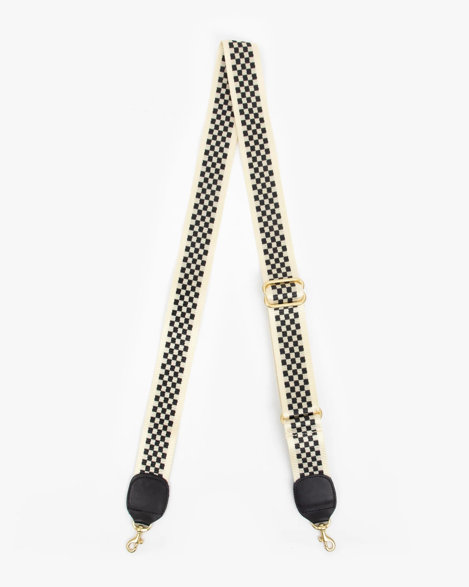 Clare V Crossbody Strap Black Cream Checkered