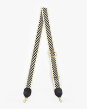 Clare V Crossbody Strap Black Cream Checkered
