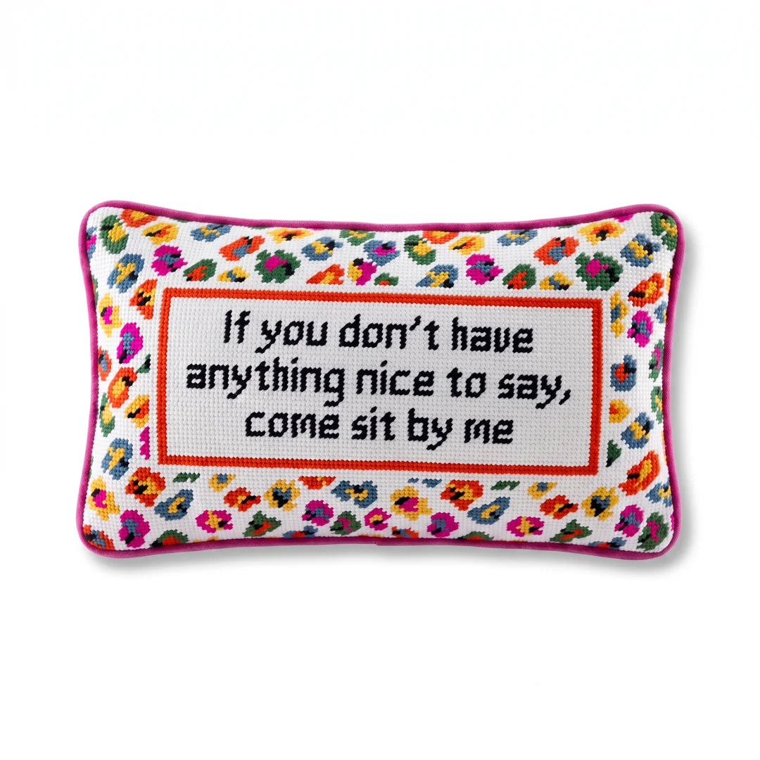 Furbish Needlepoint Pillow Come Sit By Me