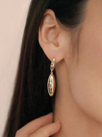 Ettika Oval Dome Double drop Earrings