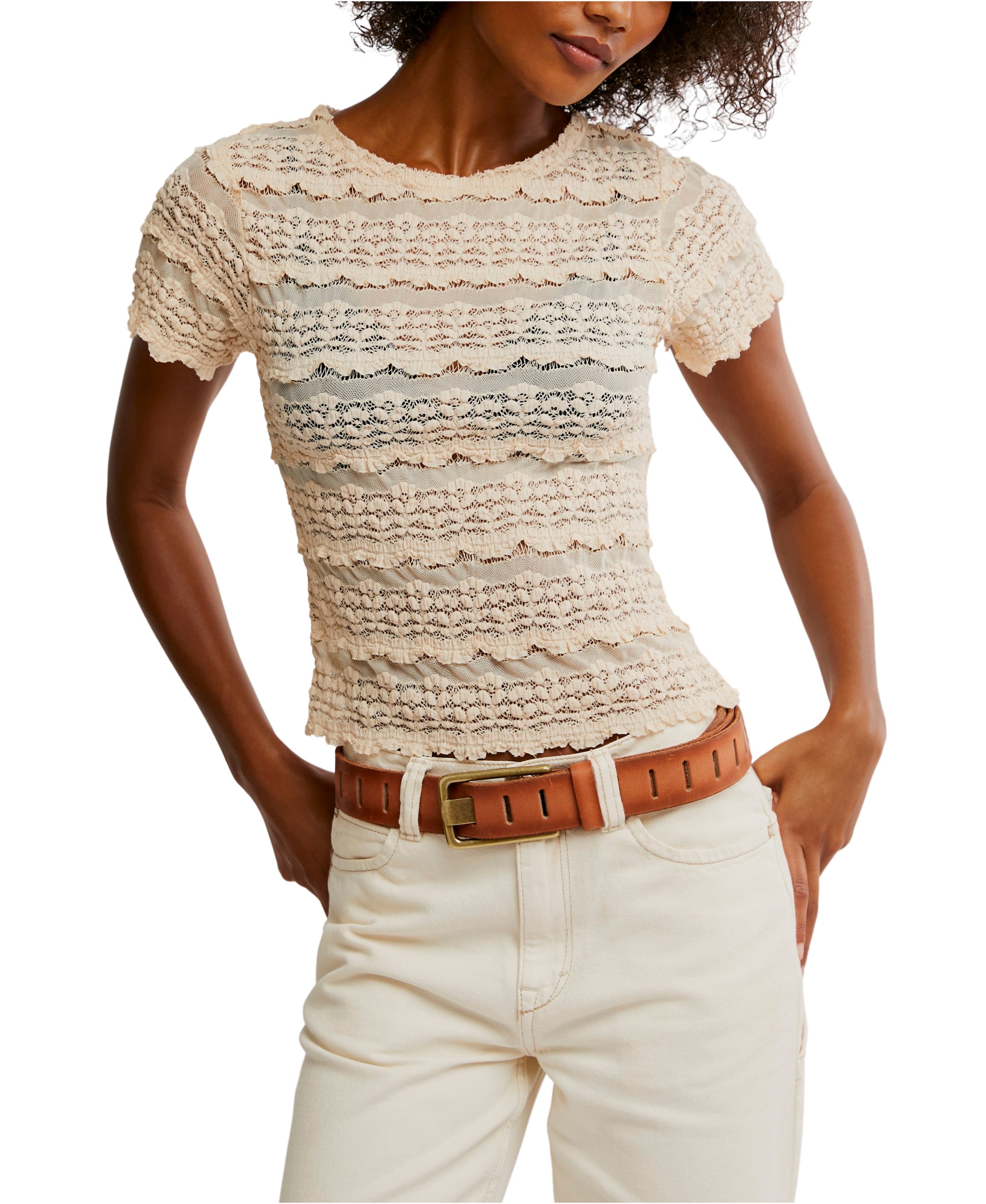 (取寄) フリーピープル レディース アンジェリーナ レース ティー Free People women Angelina Lace Tee Tea(1108) Angelina Lace Tee | Free People