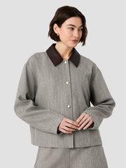 French Connection Crop Jacket W/Leather Collar