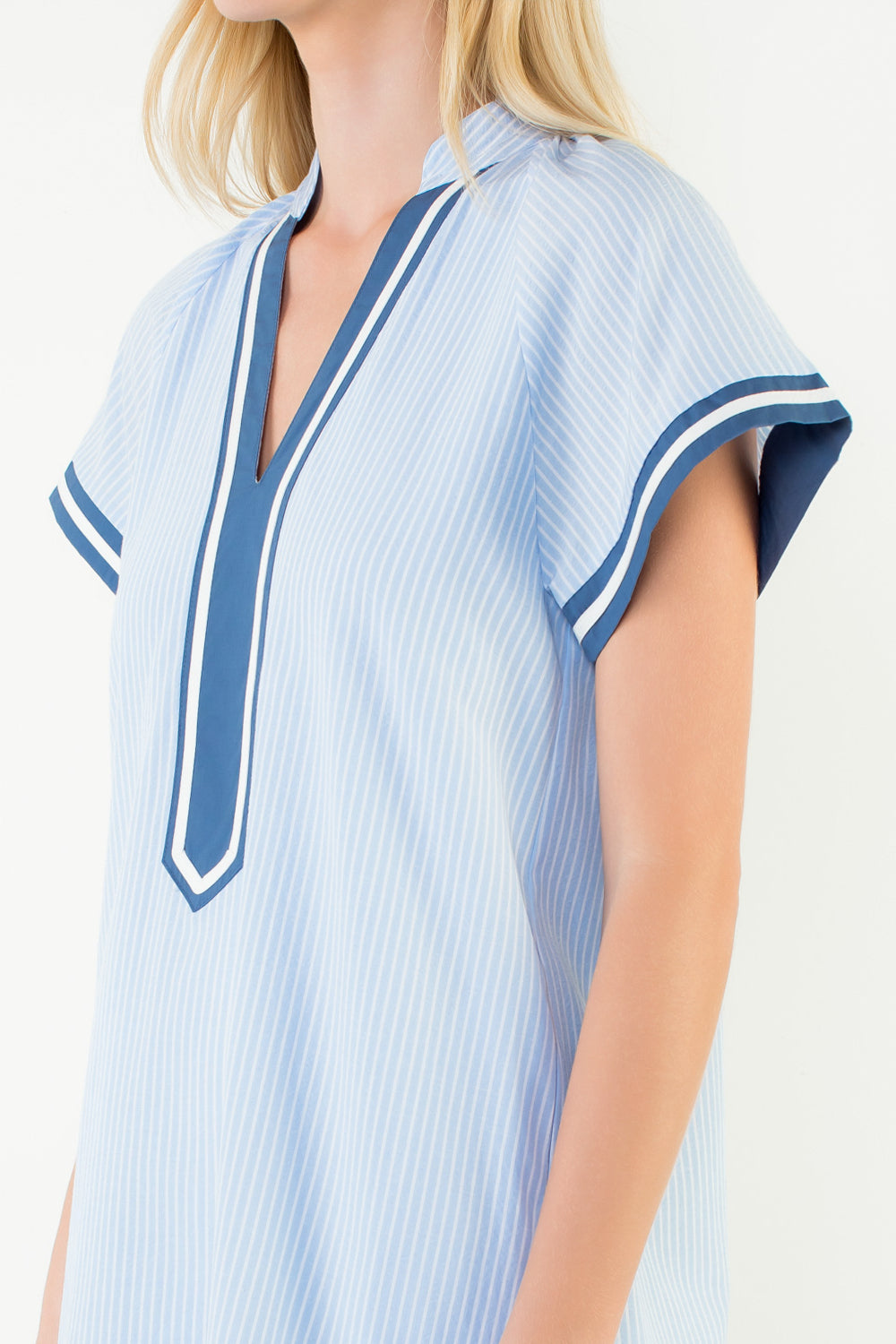 THML Short Sleeve Striped Texture Dress