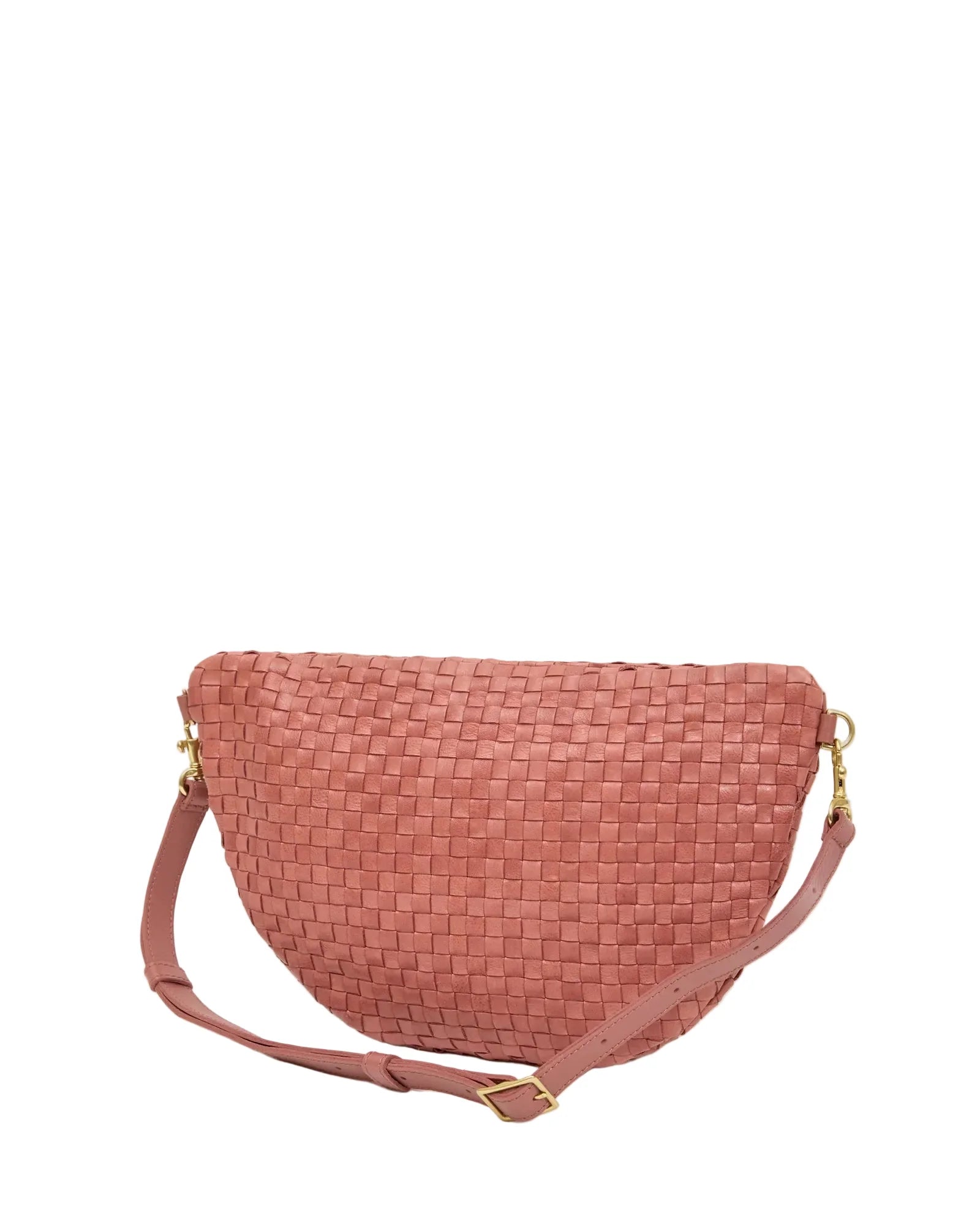Clare V Grande Fanny Woven Checker Rose Clay