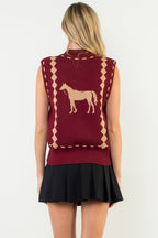 THML Sleeveless horse knit vest