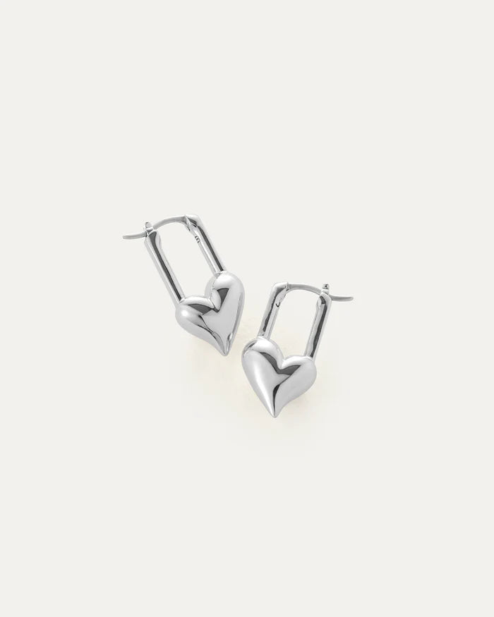 Jenny Bird Padlock Heart Huggies