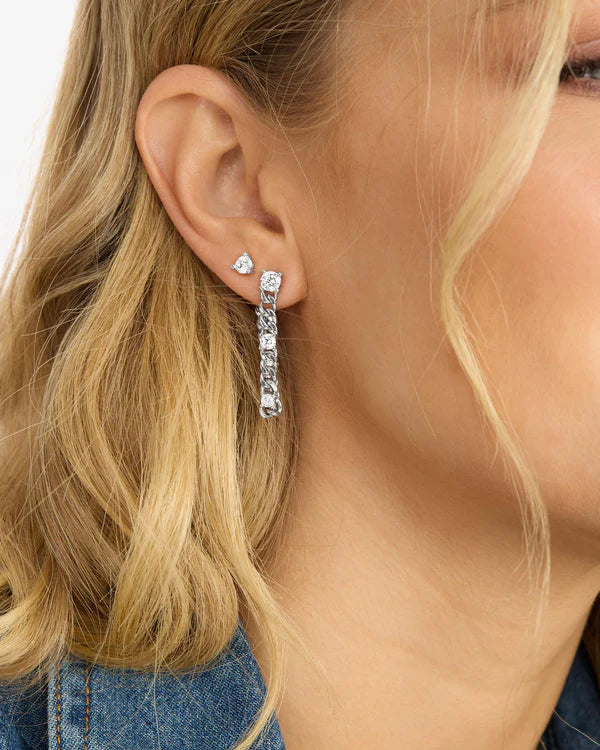 Melinda Maria Julian Triple Diamond Soft Chain Hoops Silver