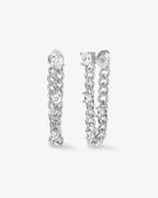 Melinda Maria Julian Triple Diamond Soft Chain Hoops Silver