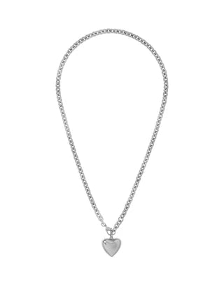 Roxanne Assoulin Mini Puffy Heart Short Necklace Silver