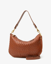 Clare V Moyen Messenger Hazelnut Woven Zigzag