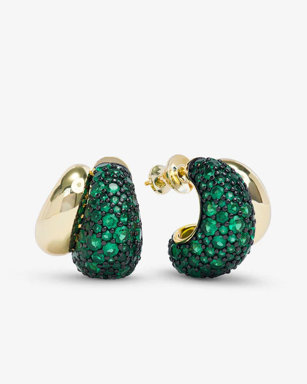 Melinda Maria Norah Loves a Pave Double Hoop Emerald