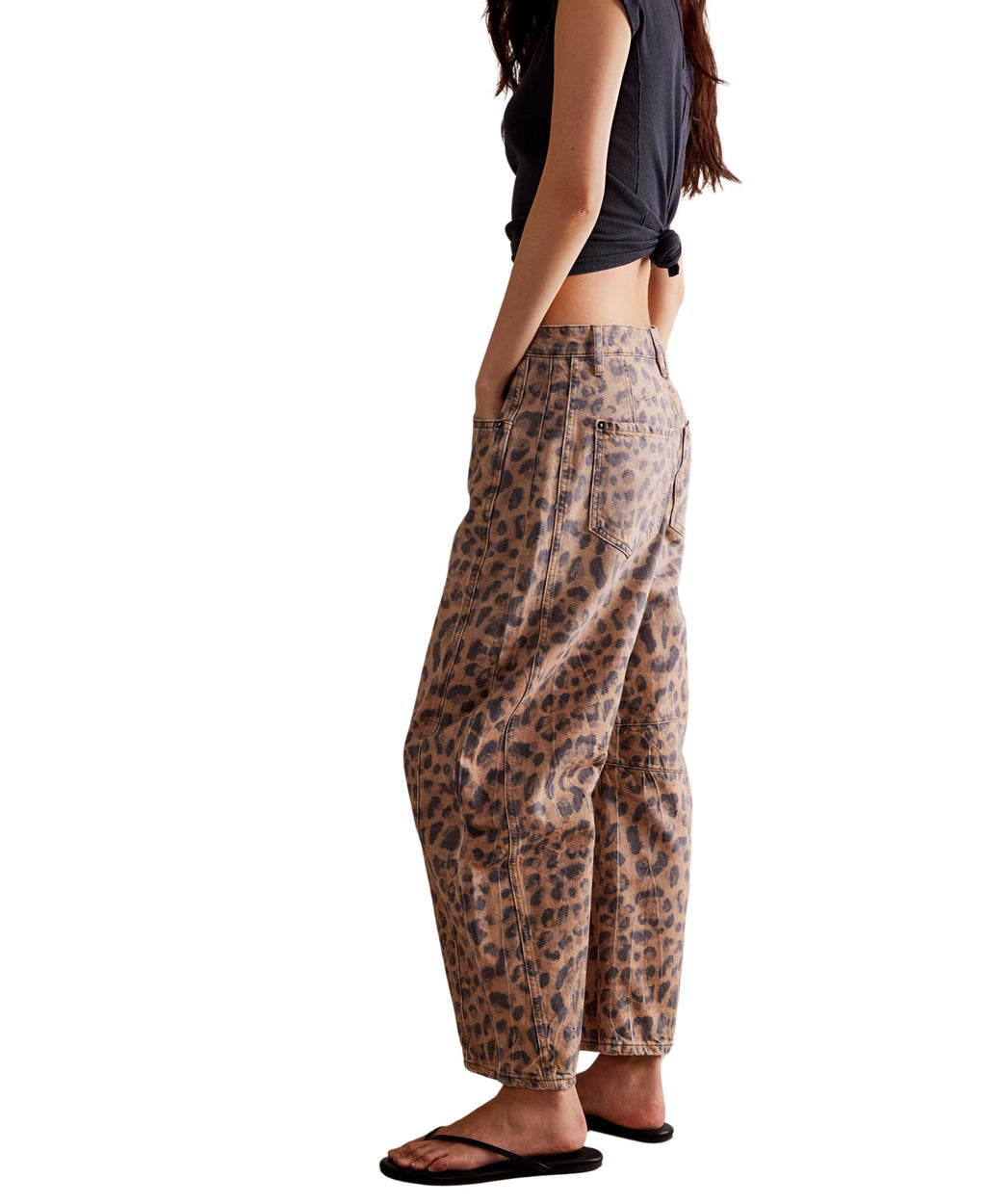 Free People Good Luck Printed Barrel Jean