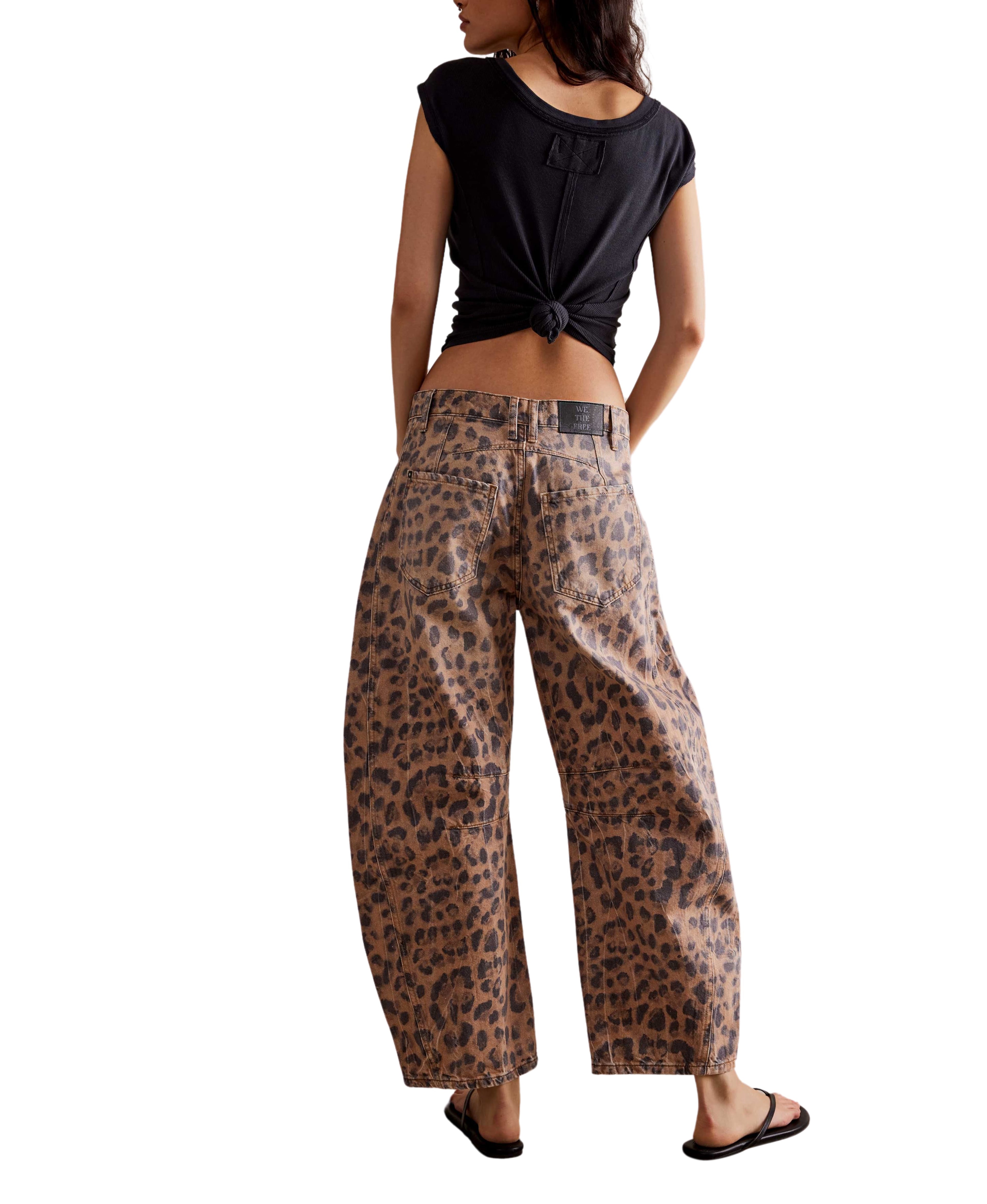 Free People Good Luck Printed Barrel Jean