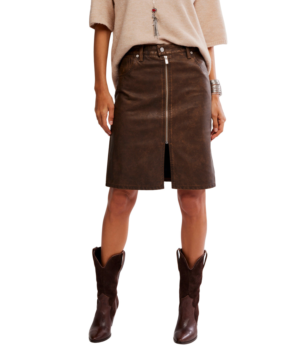 Free People Sycamore Vegan Midi Skirt