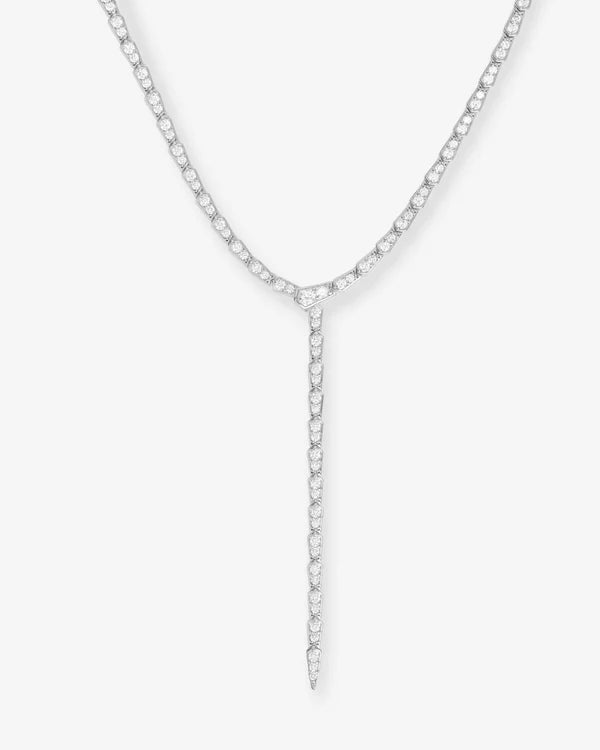 Melinda Maria Pave Serpent Lariat Necklace 16 Silver