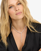 Melinda Maria Pave Serpent Lariat Necklace 16 Silver