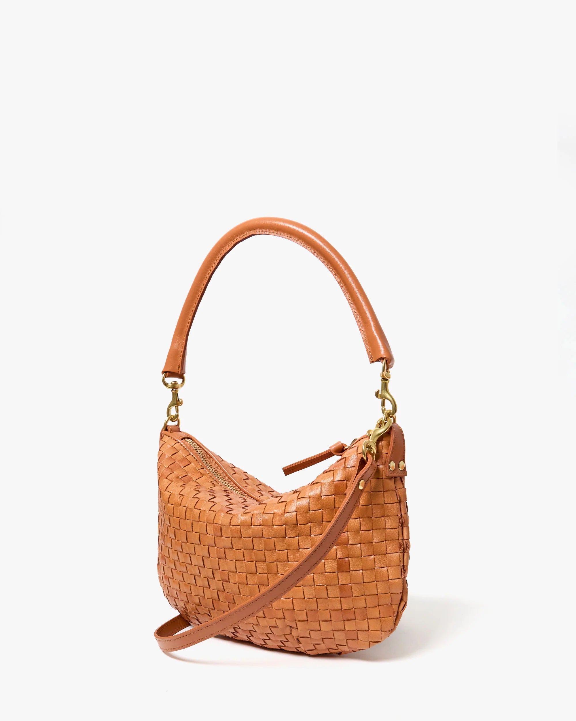 Clare V Petit Moyen Messenger Woven Checker Natural