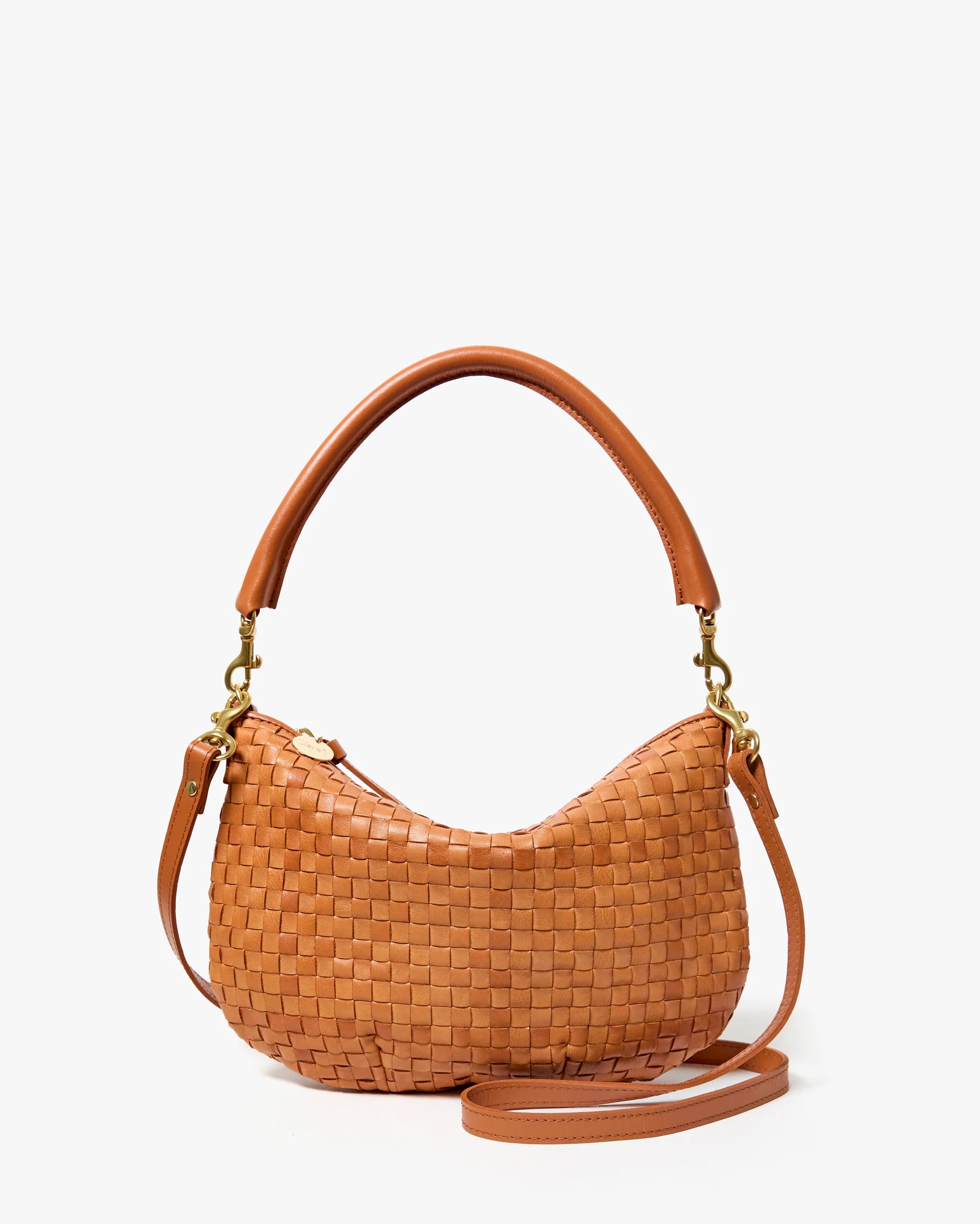 Clare V Petit Moyen Messenger Woven Checker Natural