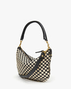 Clare V Petit Moyen Messenger Woven Checker Black/Cream