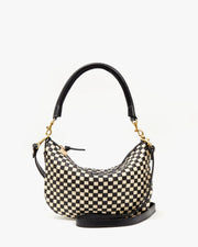 Clare V Petit Moyen Messenger Woven Checker Black/Cream