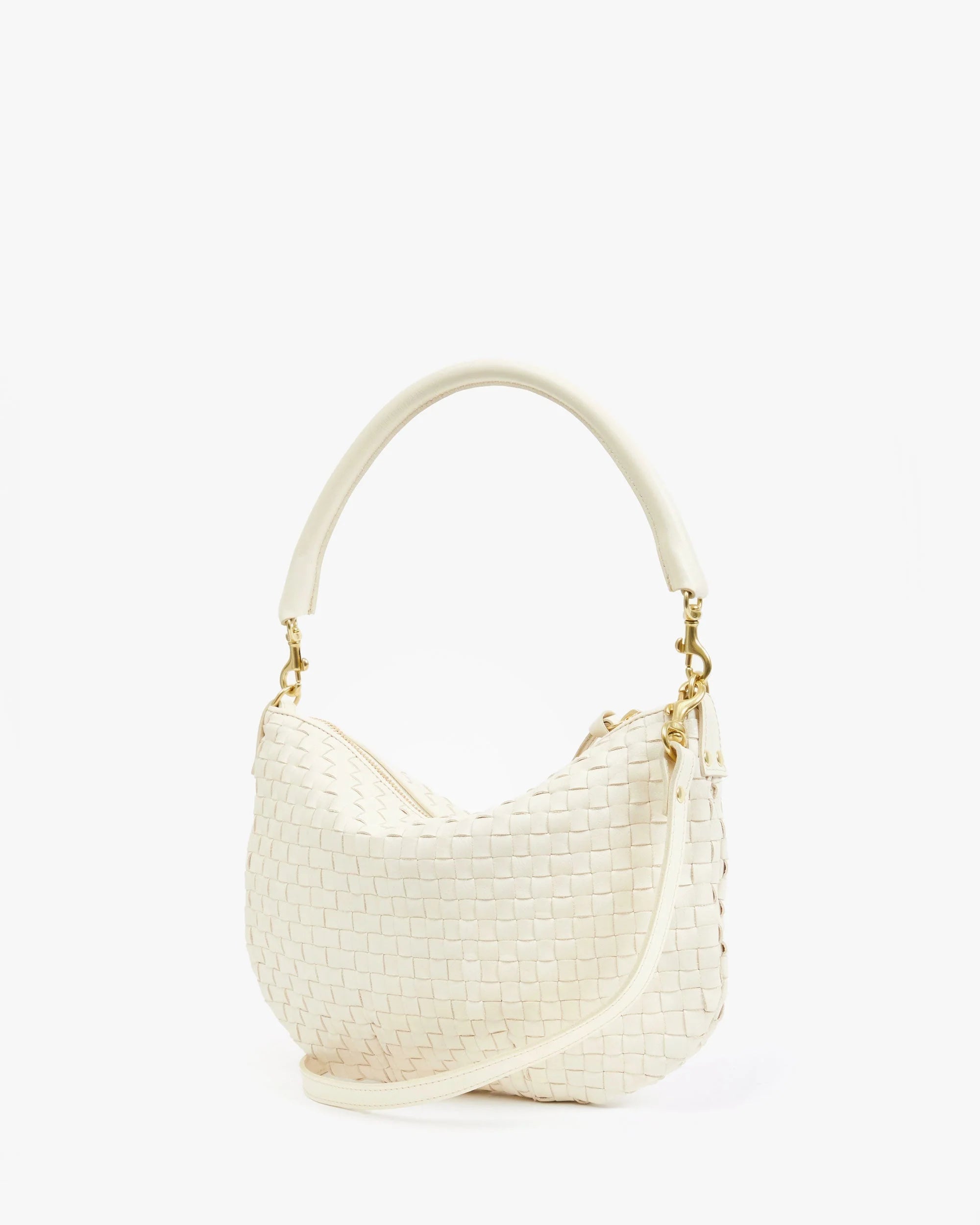 Clare V Petit Moyen Woven Checker Cream