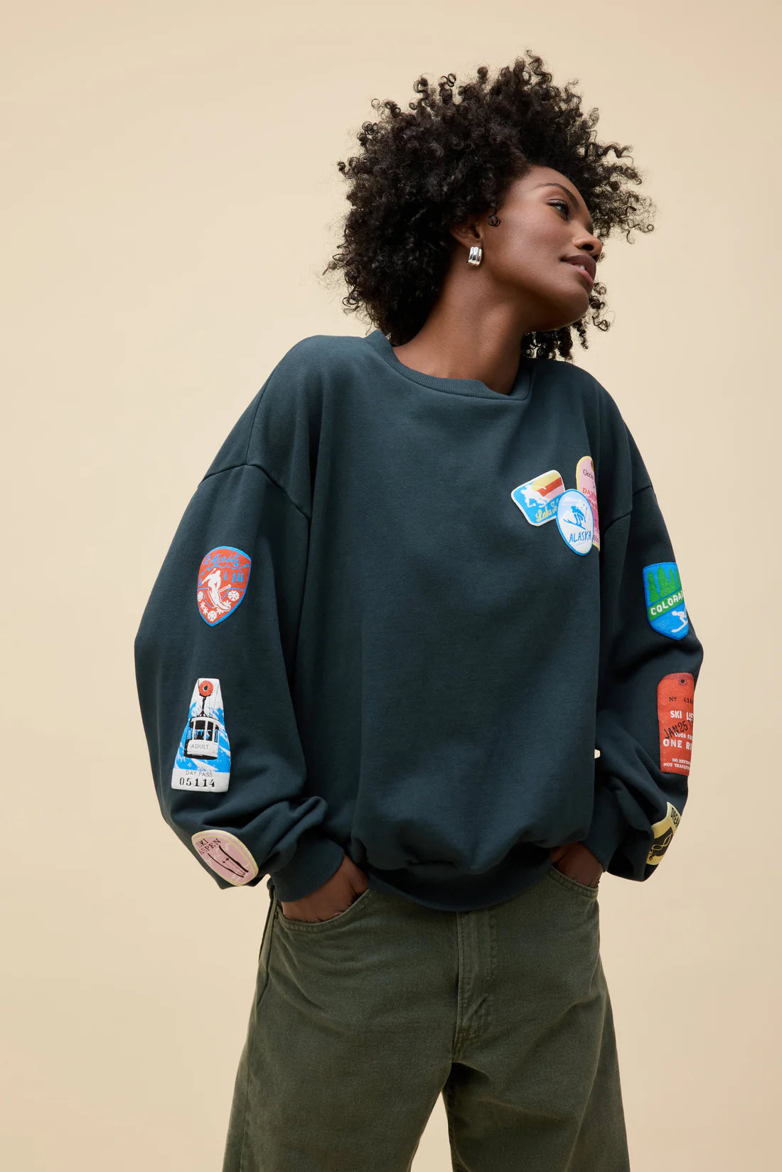 Day Dreamer Ski Patch & Pass Oversized Crew