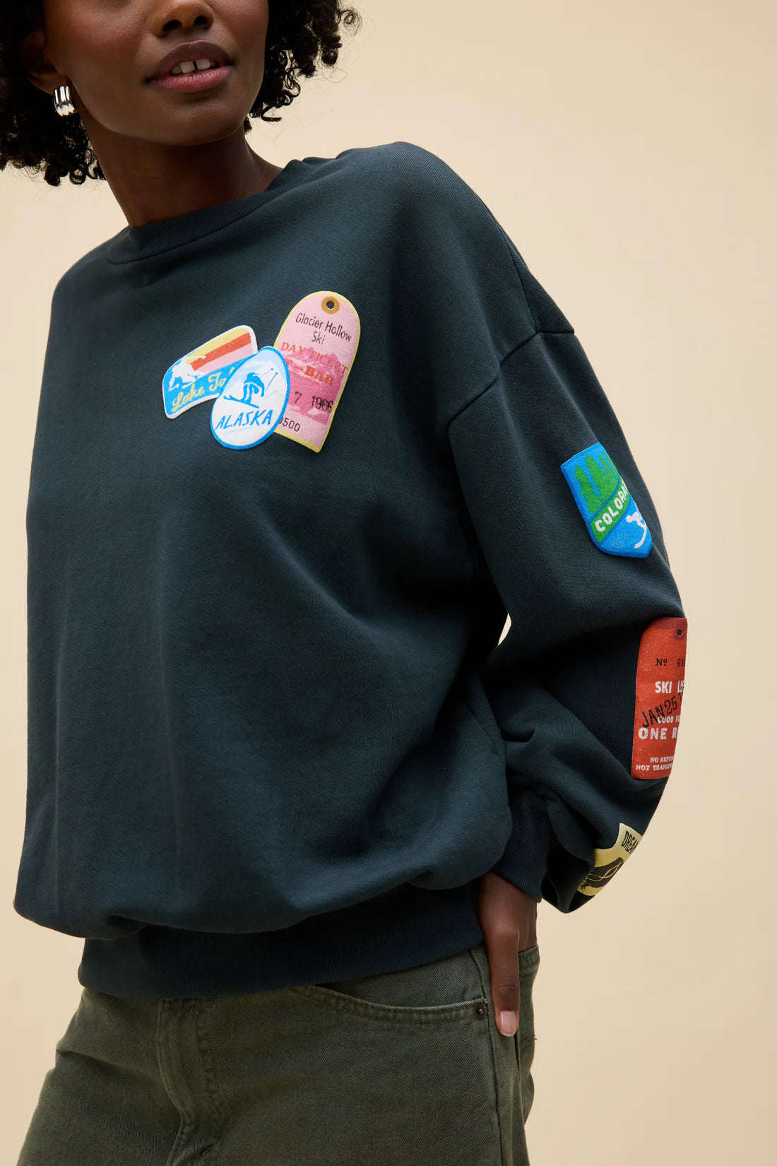 Day Dreamer Ski Patch & Pass Oversized Crew
