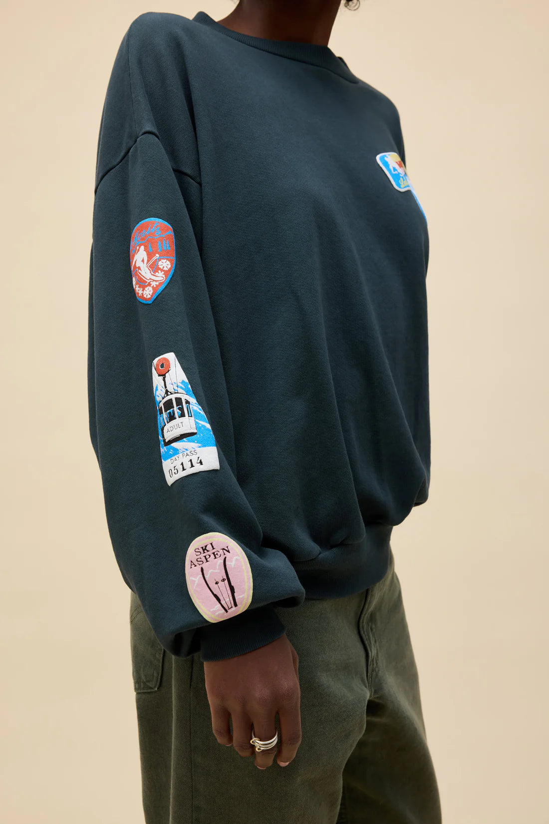 Day Dreamer Ski Patch & Pass Oversized Crew