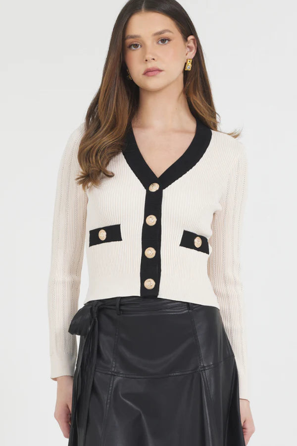 Stellah Fitted cardigan Gold Buttons