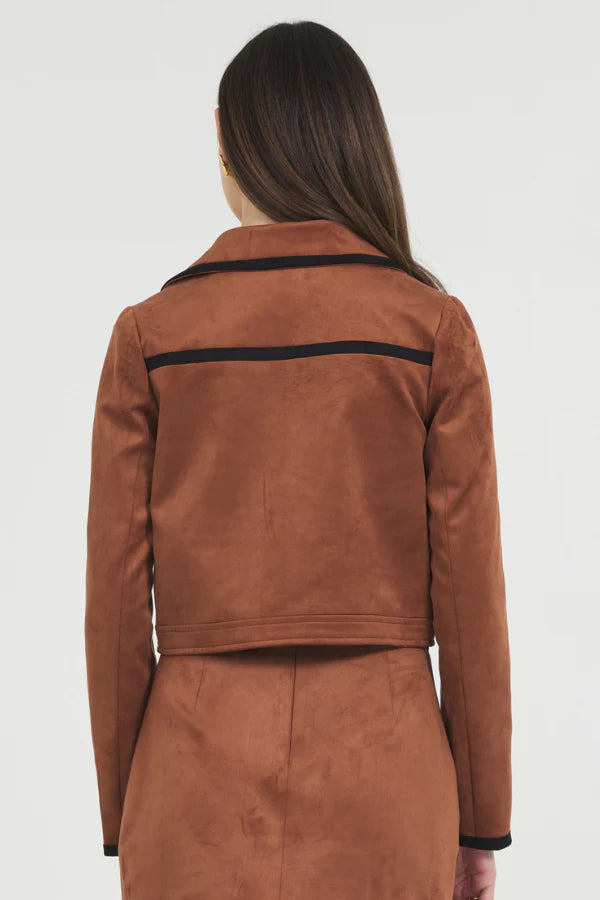 Stellah Vegan Suede Jacket Contrast