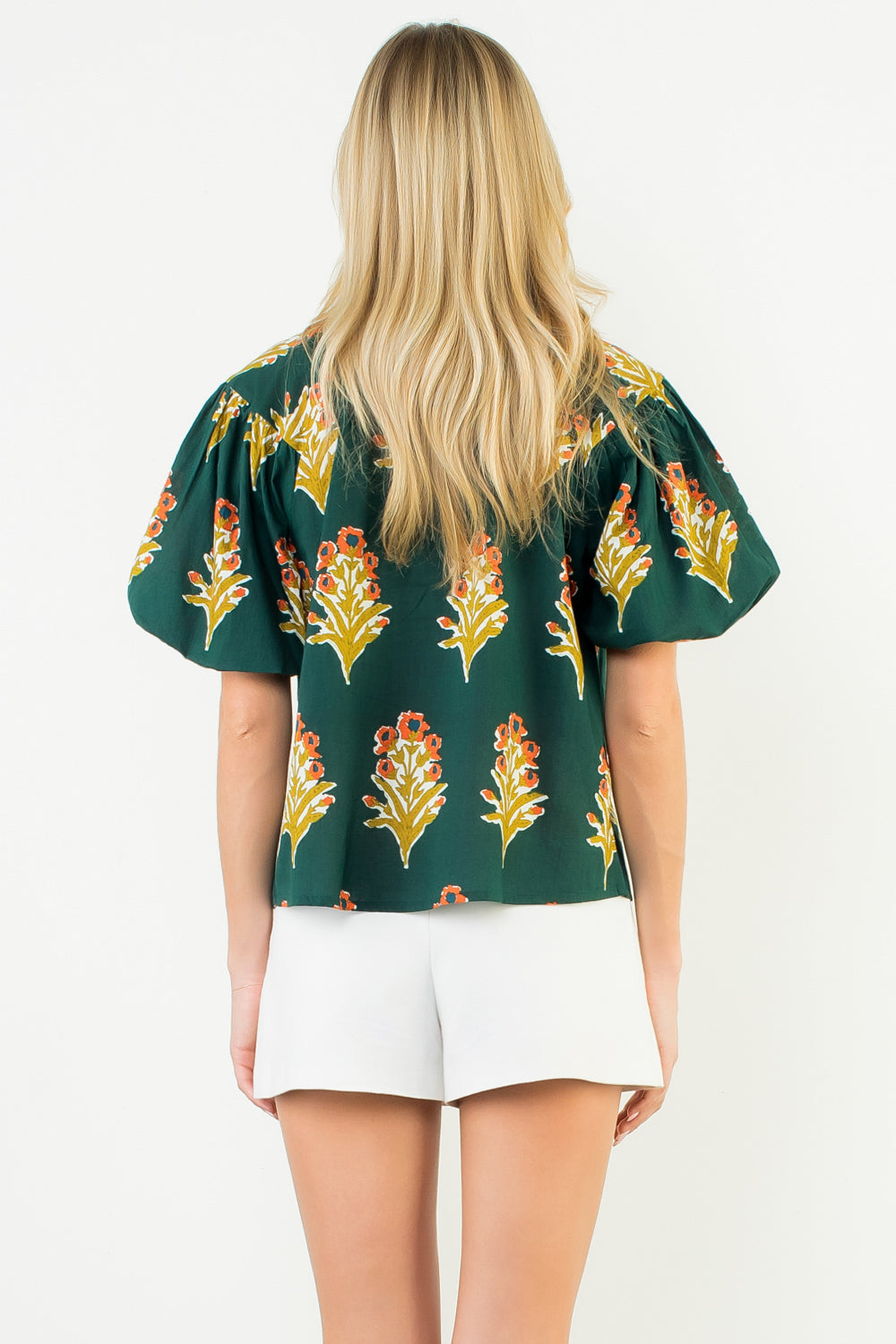 THML Puff Sleeve Floral Detail Top