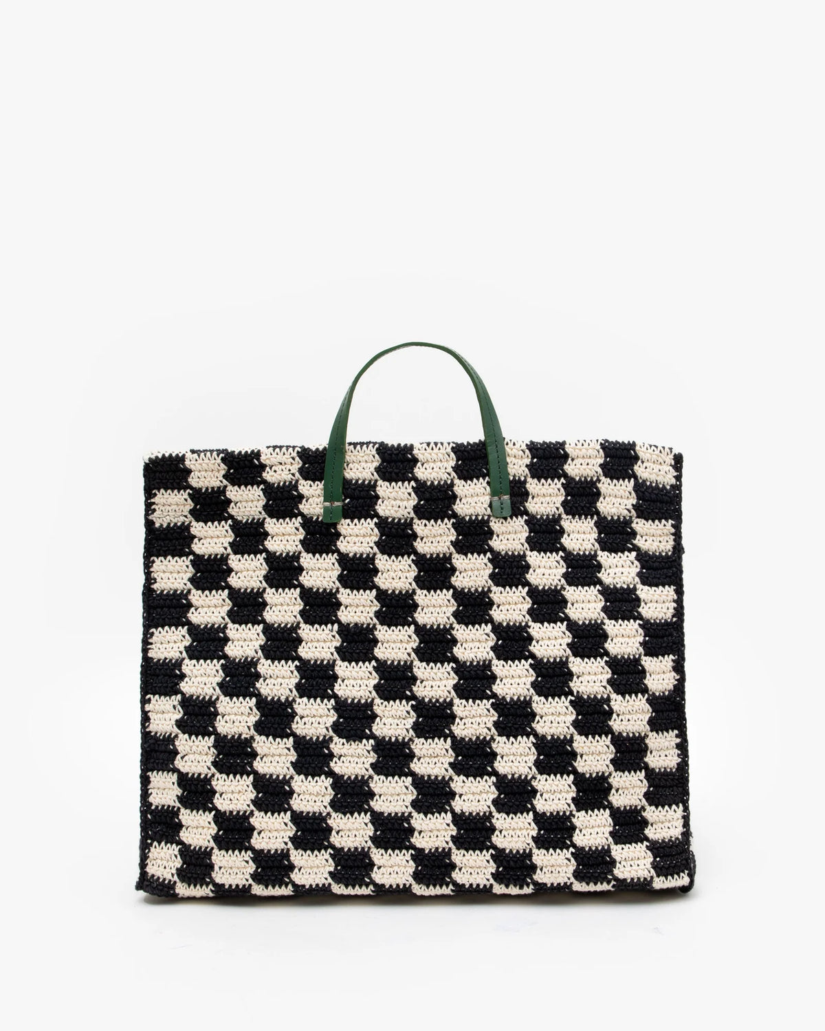 Clare V Summer Simple Tote Black & Cream Crochet Checker