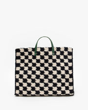 Clare V Summer Simple Tote Black & Cream Crochet Checker