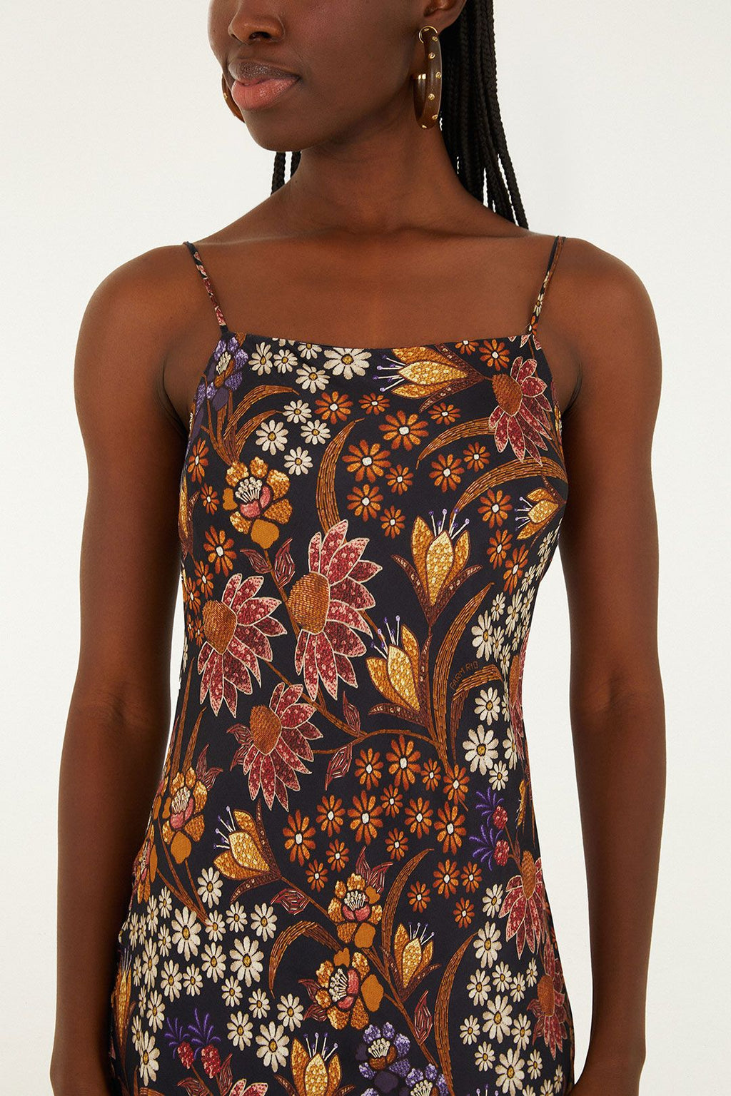 Farm Rio Lili Black Slip Maxi Dress