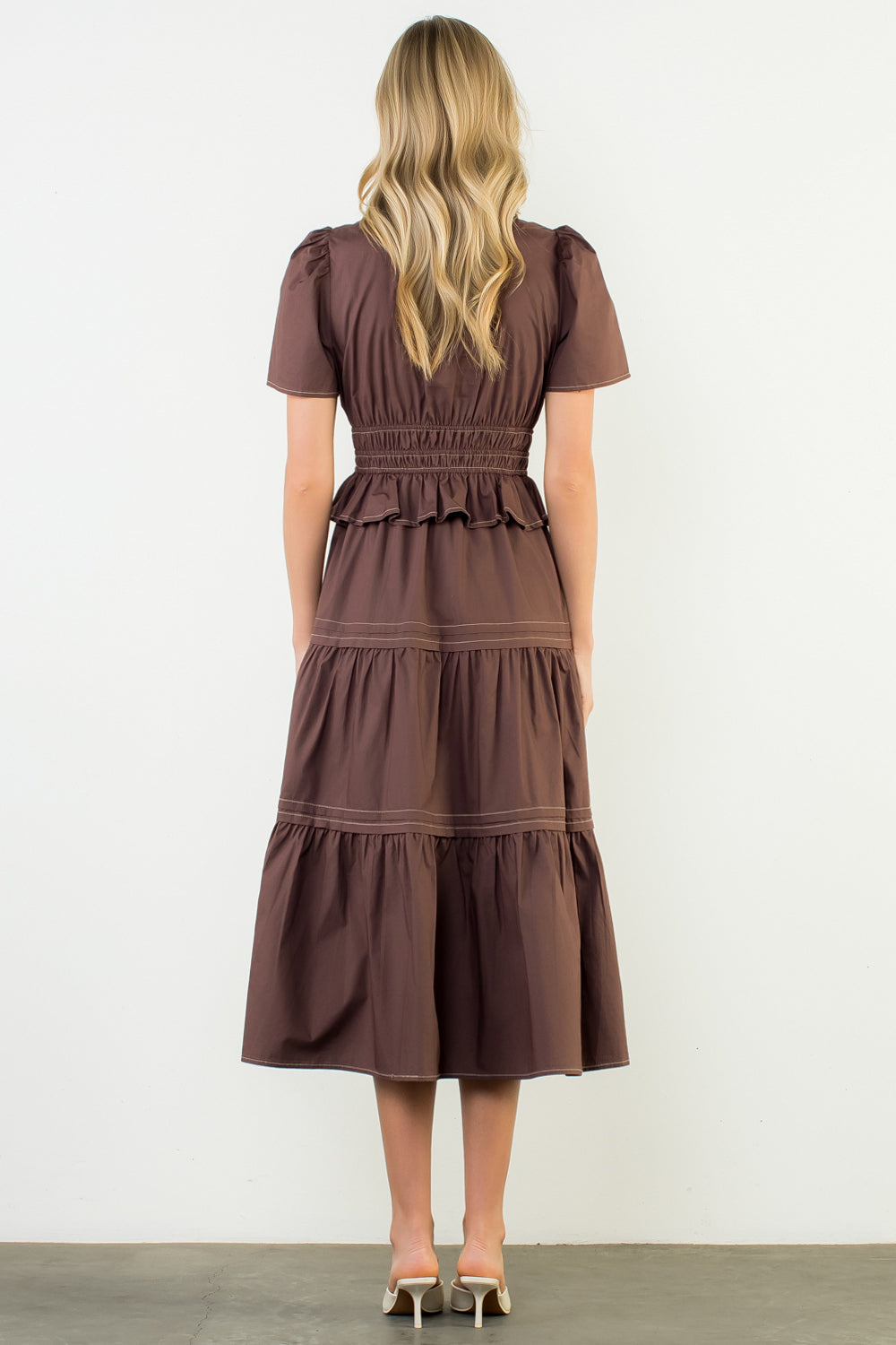 THML S/S V-Neck Midi Dress