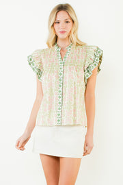 THML Flutter Sleeve Floral Top