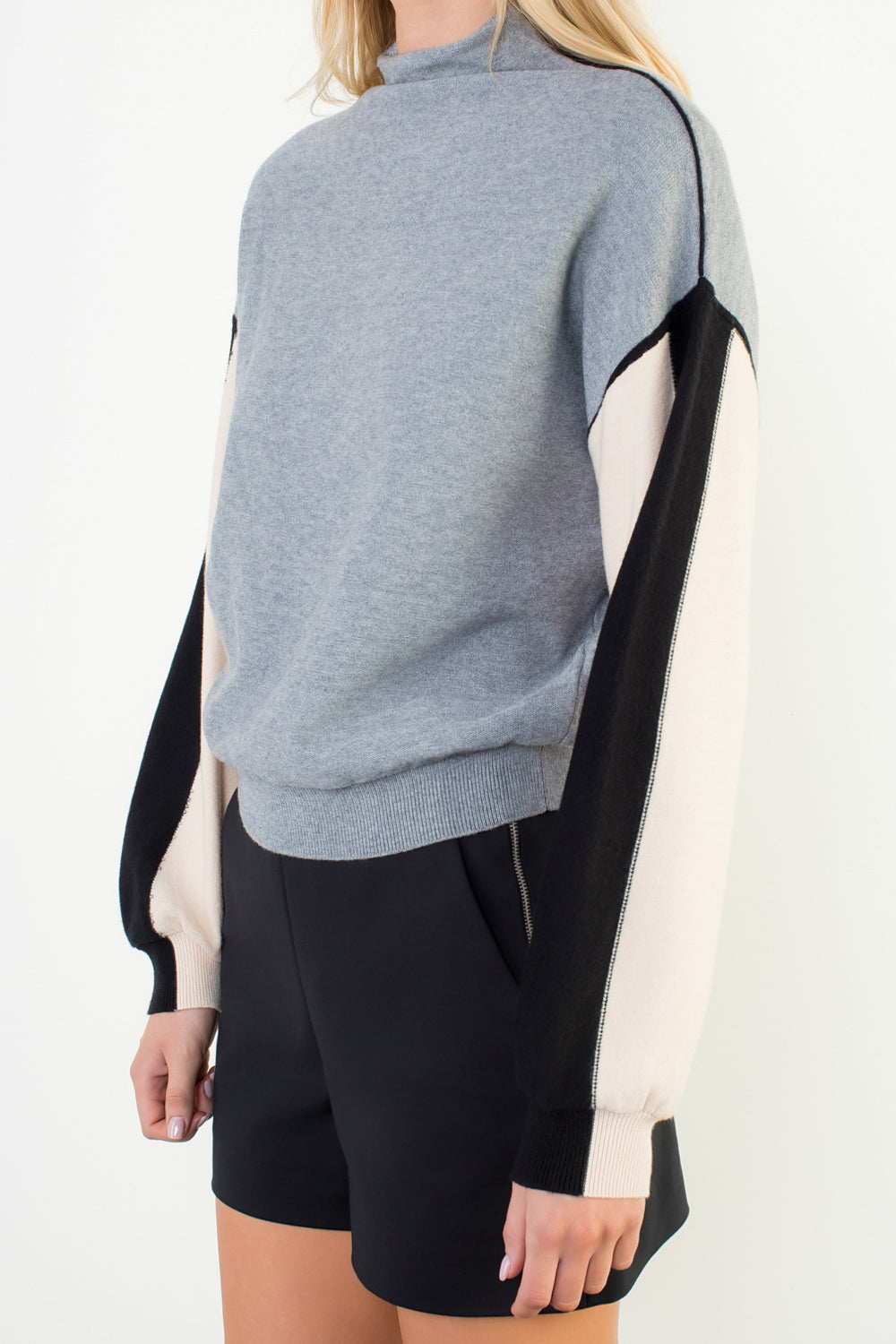 THML Colorblock Mock Neck Sweater