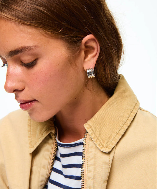 Roxanne Assoulin The Triple Tube Huggie Silver