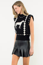 THML Sleeveless horse knit vest