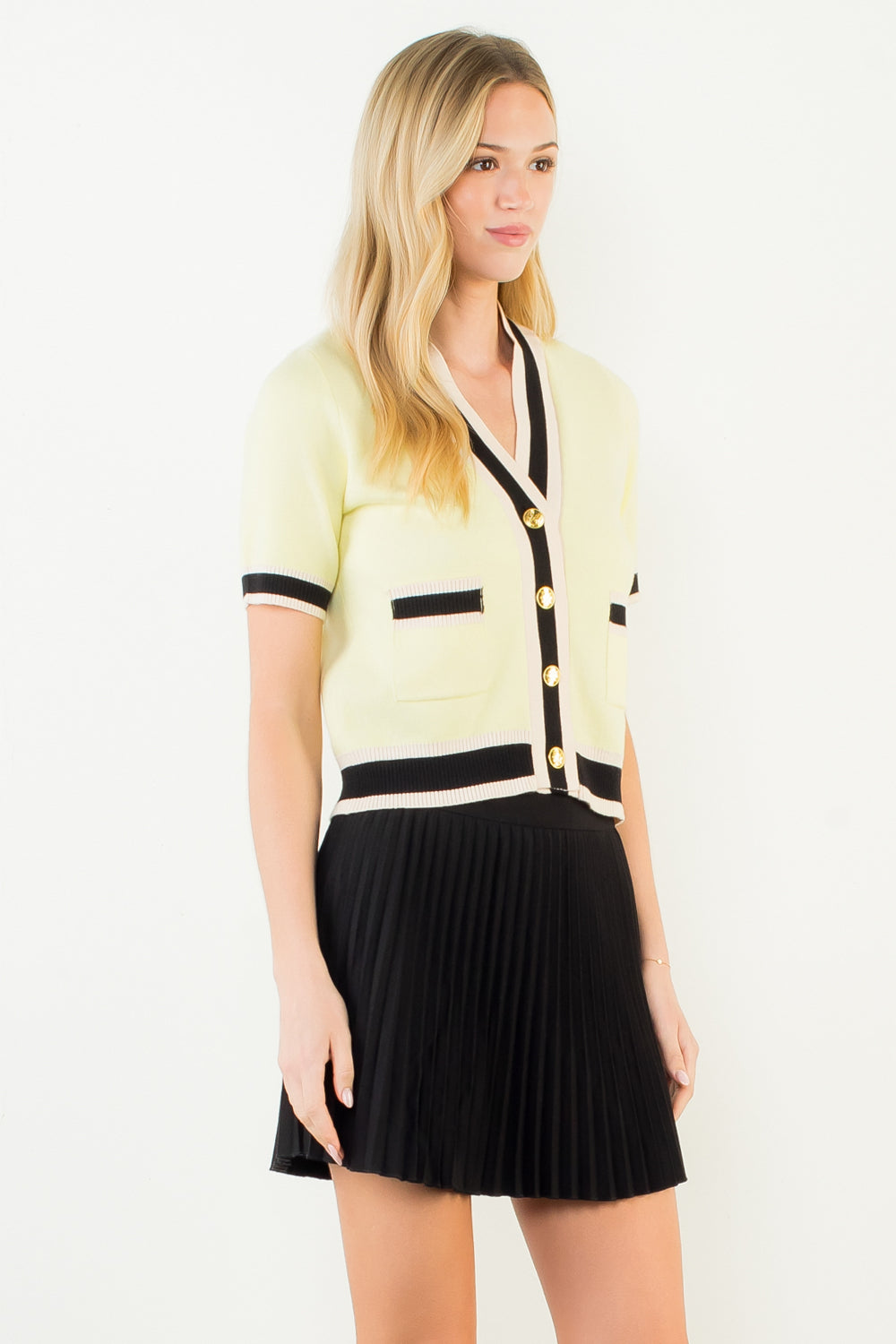 THML Short Sleeve Button Down Cardigan