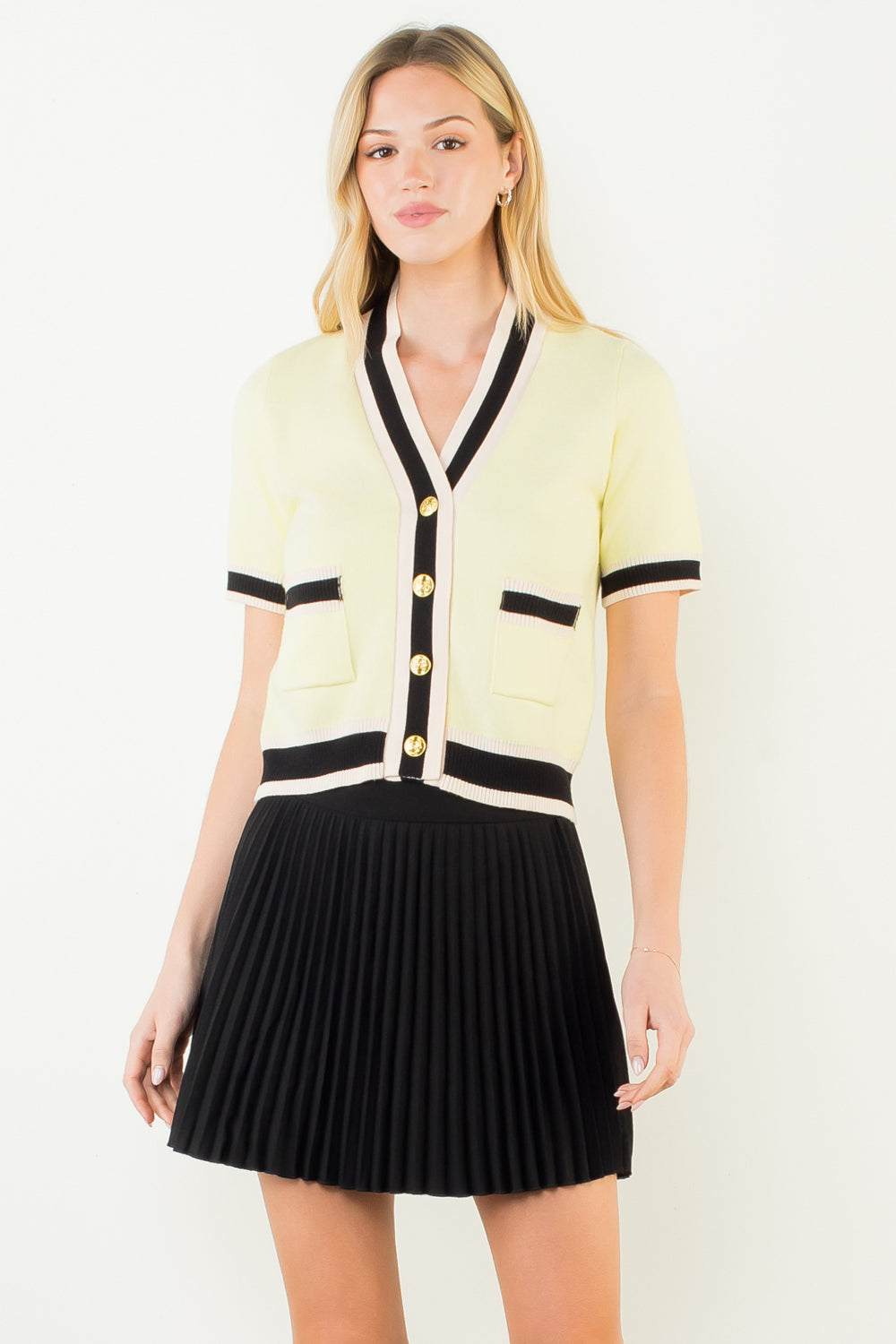 THML Short Sleeve Button Down Cardigan